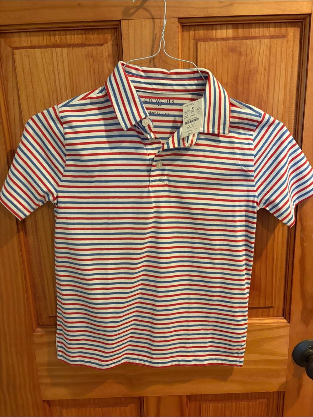 J. Crew Factory Red, Blue & White Striped Polo